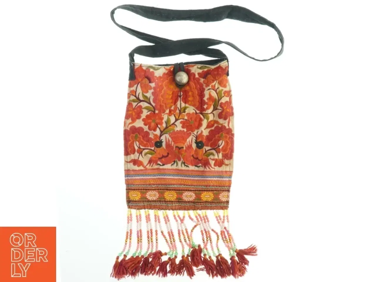 Billede 1 - Håndlavet taske med broderet mønster (str. 31x23 cm)
