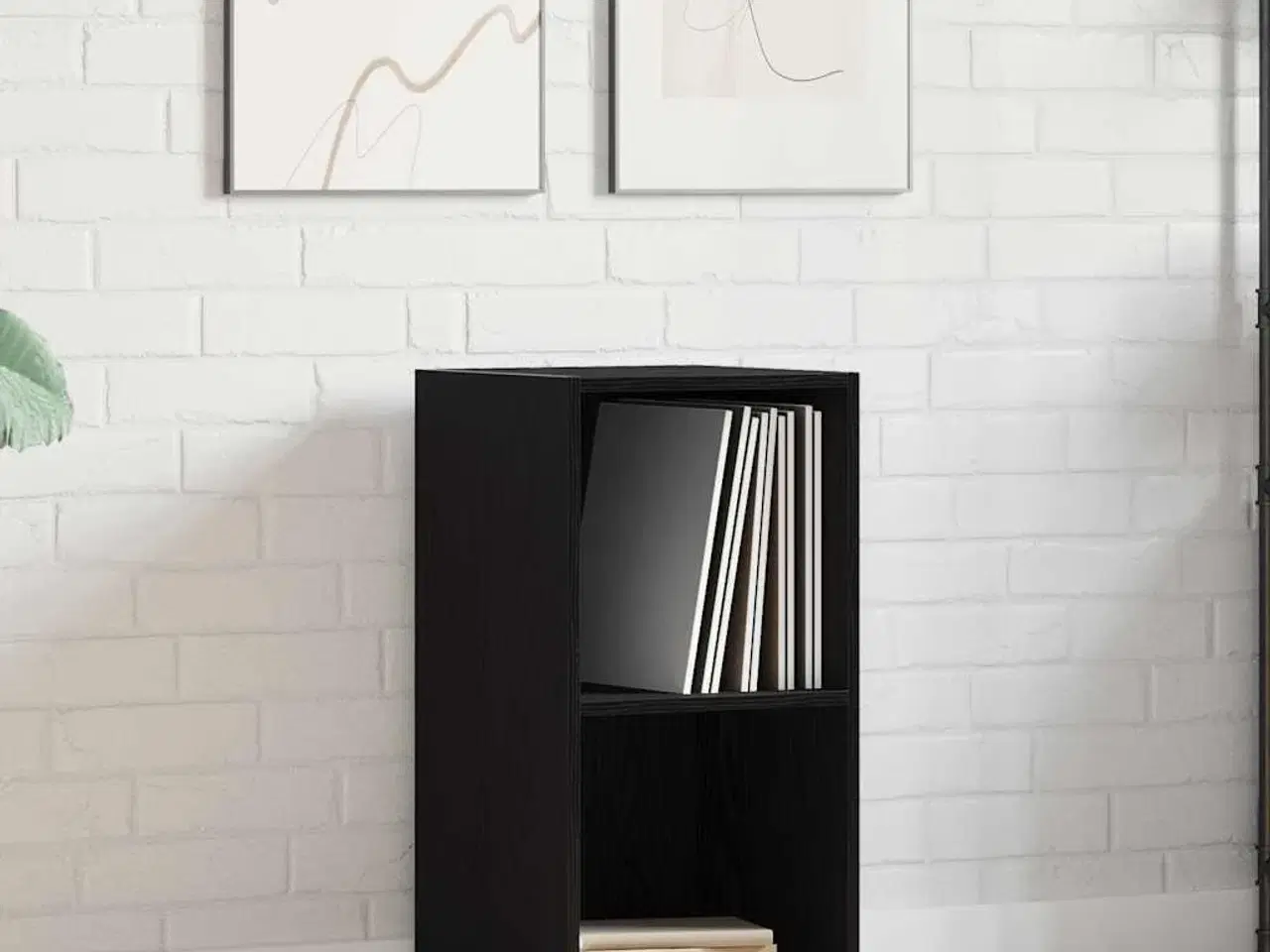 Billede 1 - LP-opbevaringsboks 71x34x36 cm konstrueret træ sort-eg