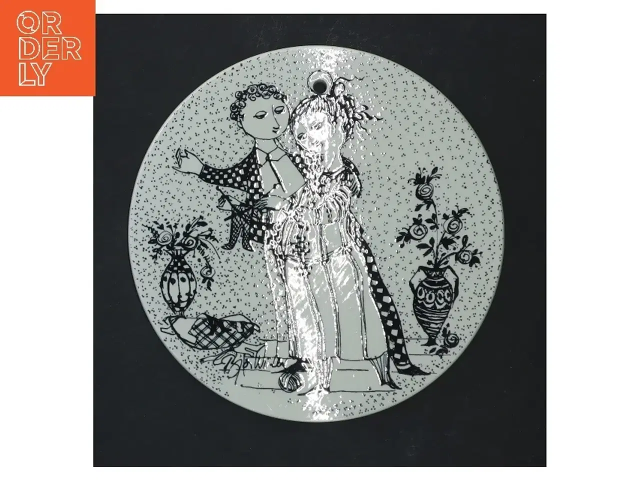 Billede 1 - Dekorativ keramisk vægplade fra Nymølle (str. Ø 15 cm)