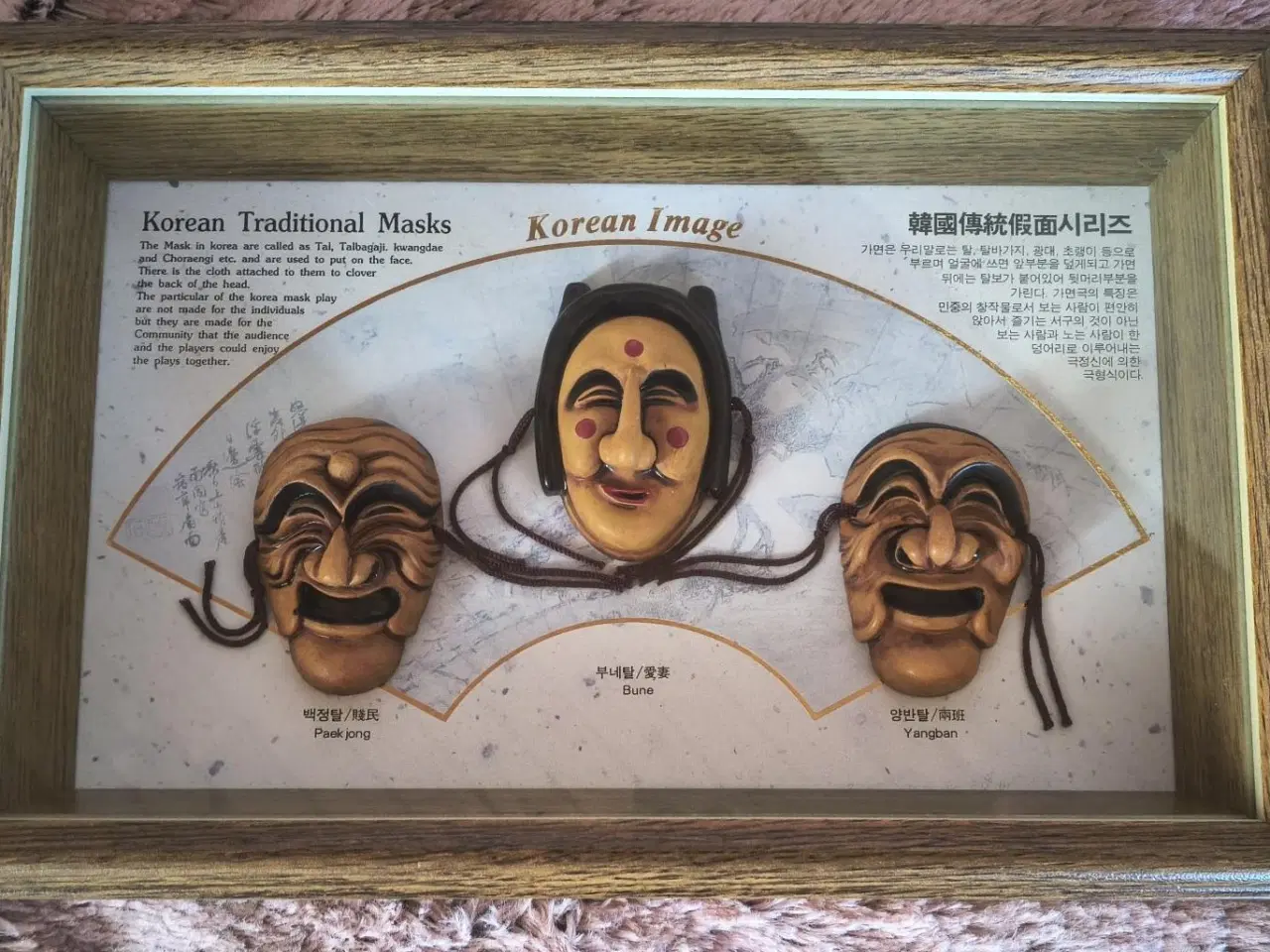 Billede 1 - KOREANSKE MASKER I SKYGGEBOKS, 19X28X5 CM