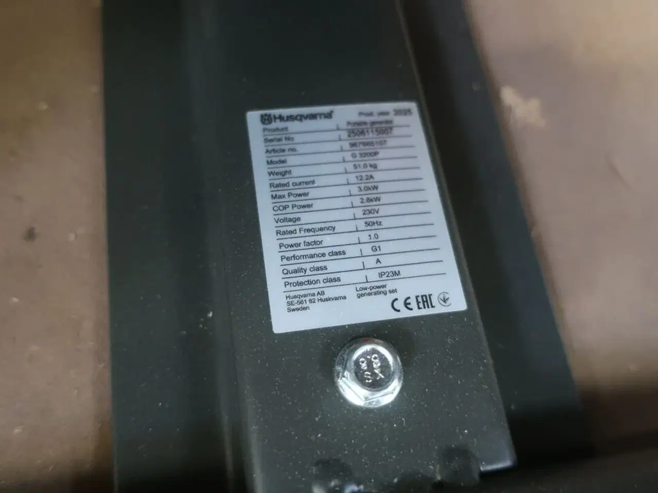 Billede 5 - Generator HUSQVARNA G 3200P