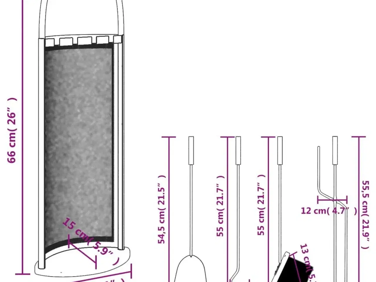 Billede 10 - Pejsesæt 5 dele 23x15x66 cm stål