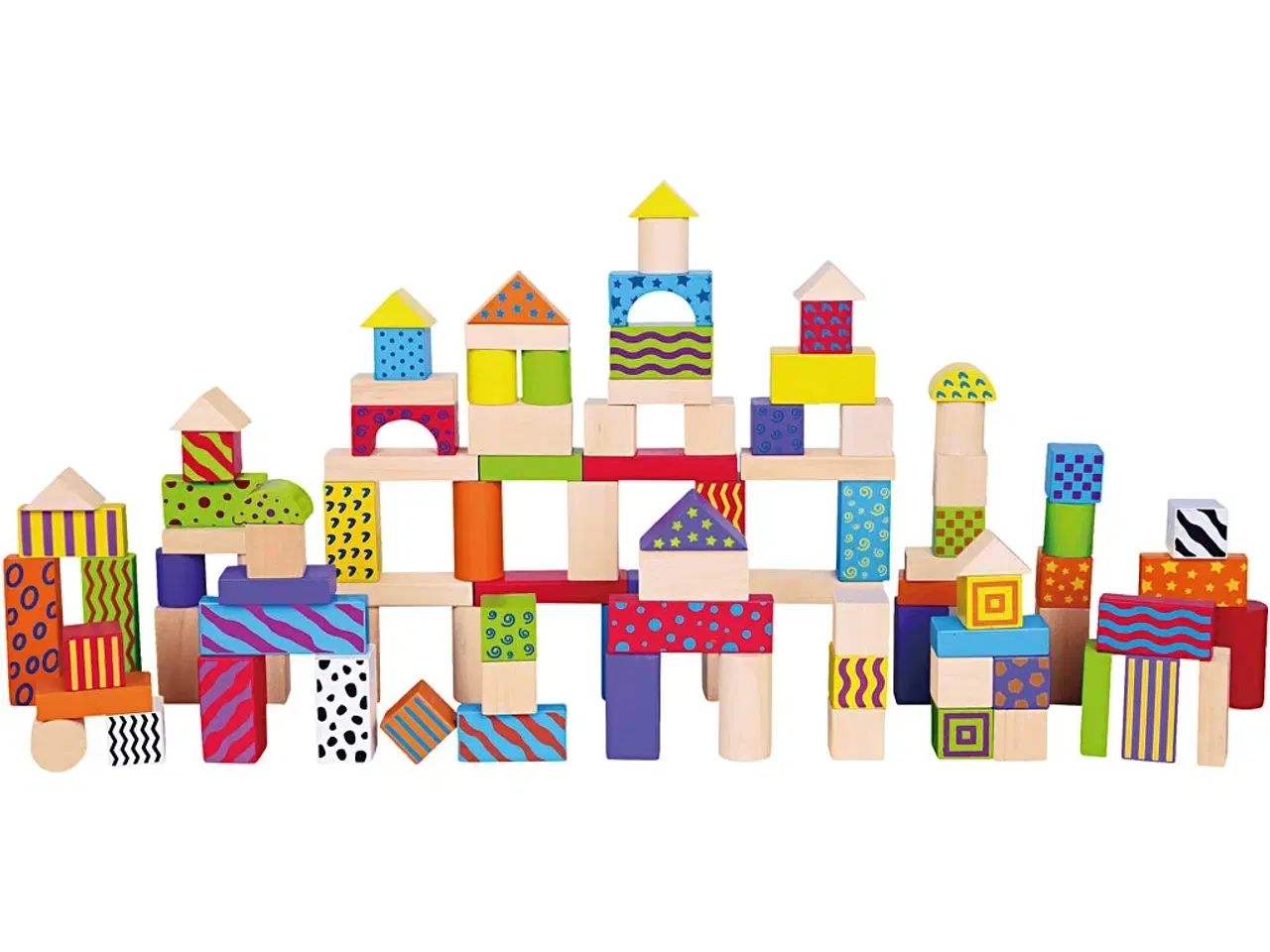 Billede 1 - VIGA Mønstrede Træklodser - 100 dele, 3 cm