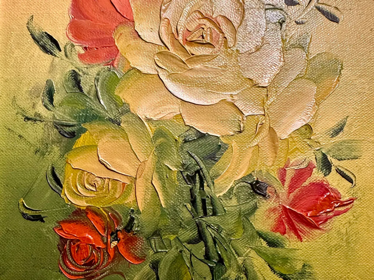Billede 5 - Flot akrylmaleri med blomstermotiv
