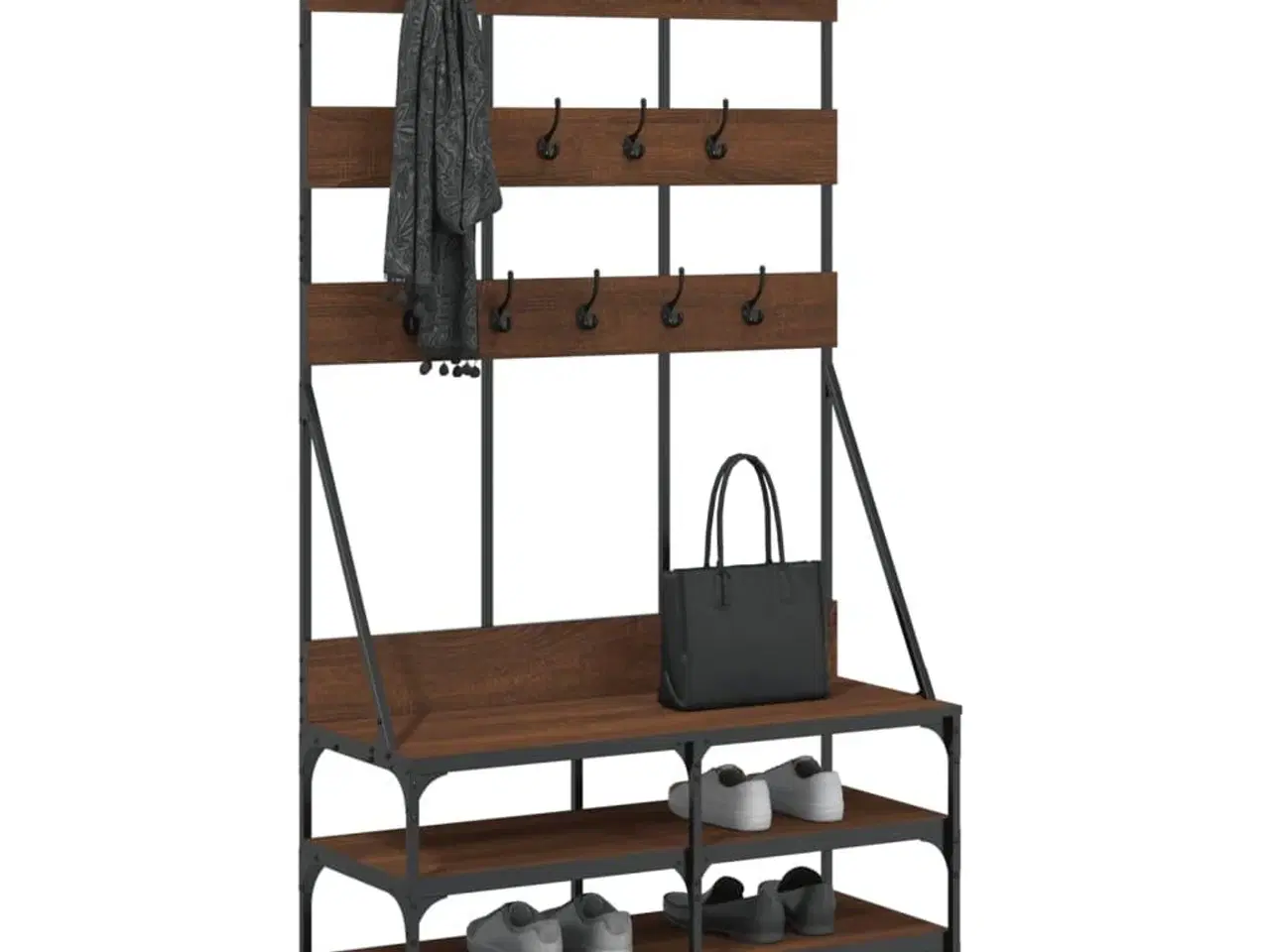 Billede 3 - Tøjstativ med skoopbevaring 100x40x184 cm brun egetræsfarve