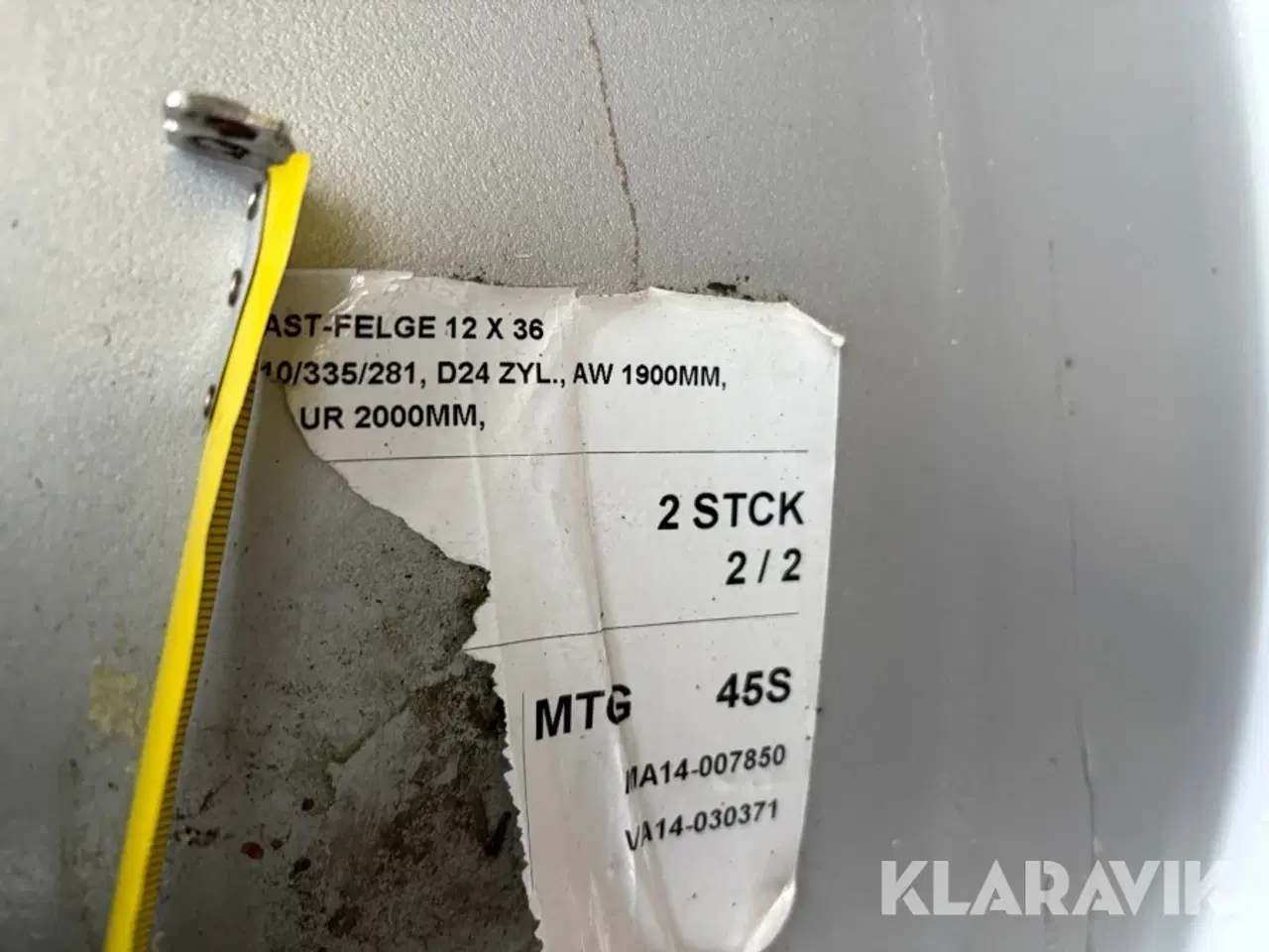 Billede 3 - Fælge Ukendt 12x36 10/335/281 2 styk