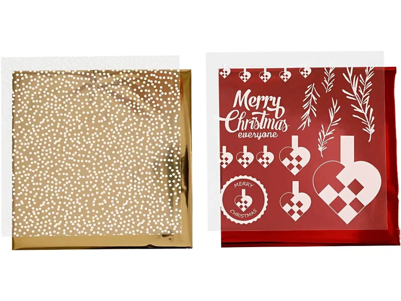 Billede 1 - Dekorationsfolie & Limark - 4 stk. 15x15 cm, Guld/Rød/Hvid