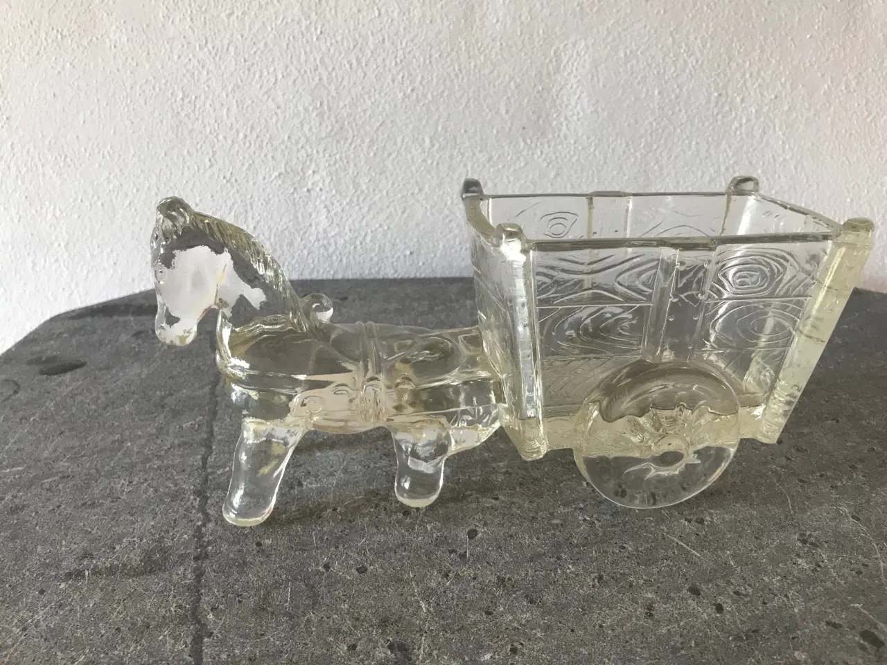 Billede 7 - Vintage glasskål / glas-hest med vogn