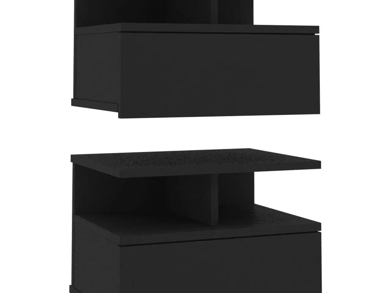 Billede 2 - Svævende natborde 2 stk. 40 x 31 x 27 cm konstrueret træ sort