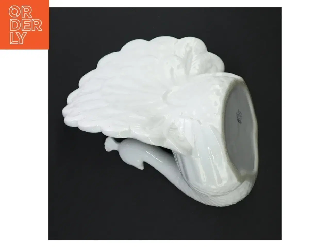Billede 4 - Hvid påfugl porcelænsskål Urtepotte(str. 16 x 18 x 17 cm)