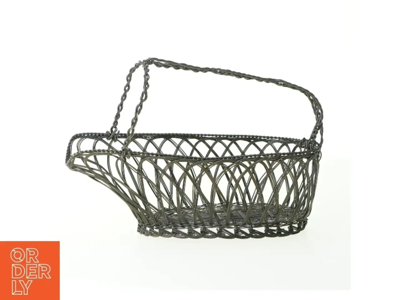 Billede 1 - Fil de fer Metal flet kurv vinholder (str. 25 x 11 x 8 cm)