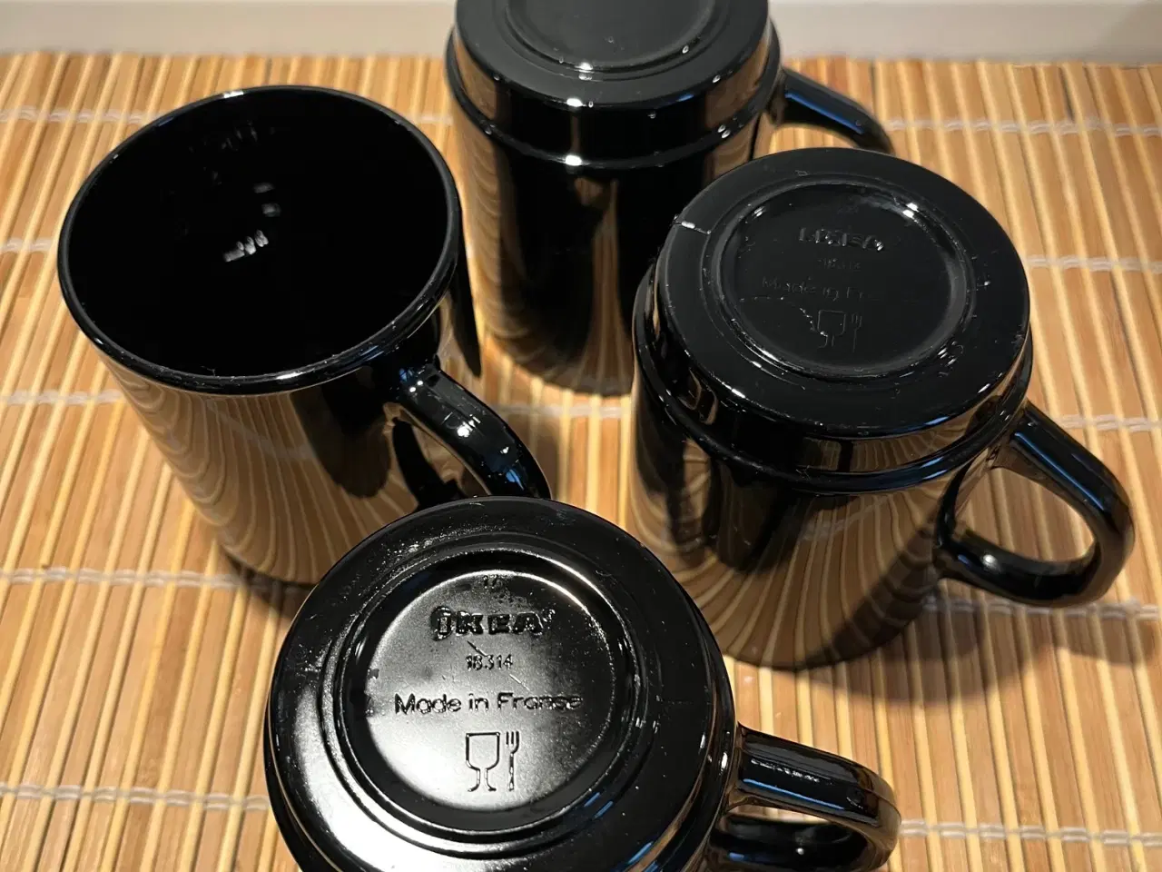 Billede 3 - 4 Vintage IKEA sort glas krus - model 18314