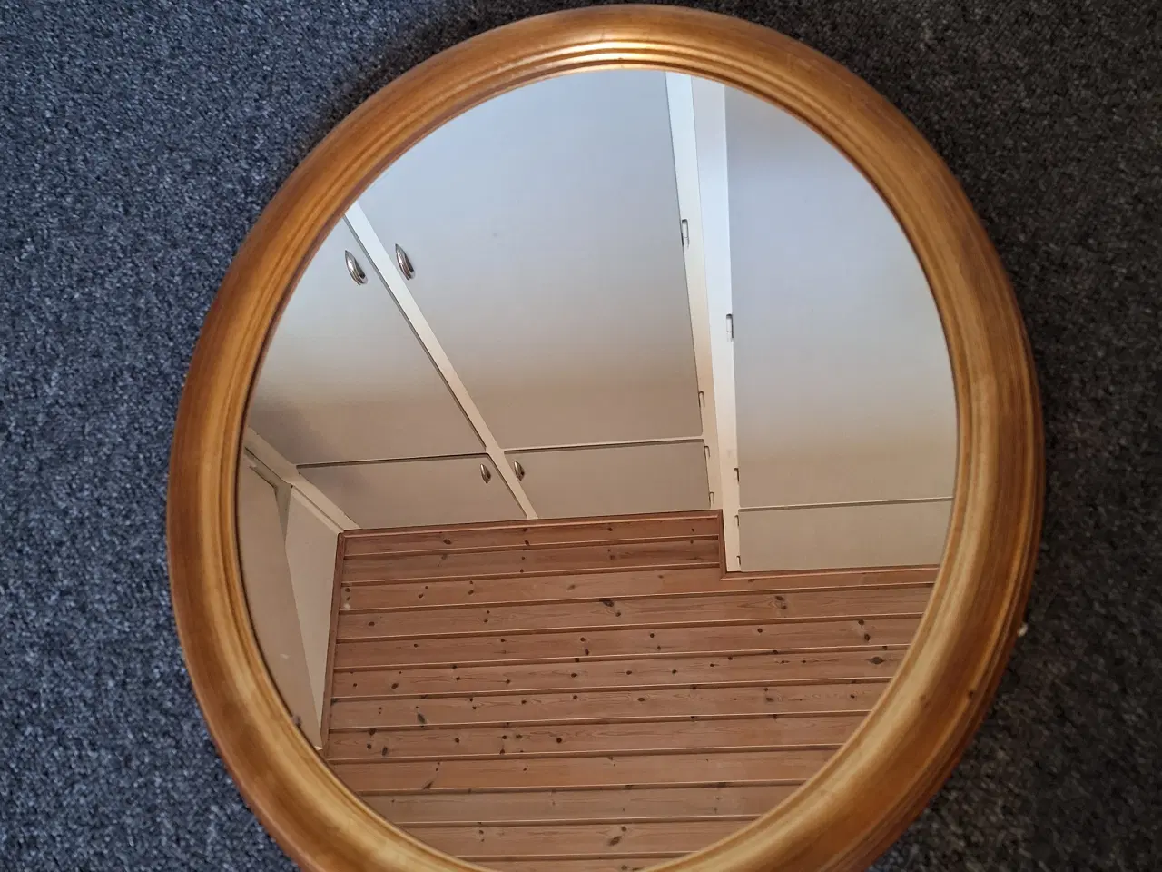 Billede 1 - Guldspejl, stort , ovalt 56 x 67 cm.