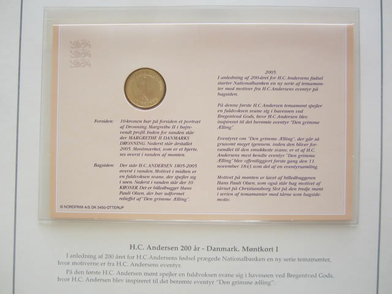 Billede 2 - Møntkort H.C. Andersen 200 år. Den grimme ælling.