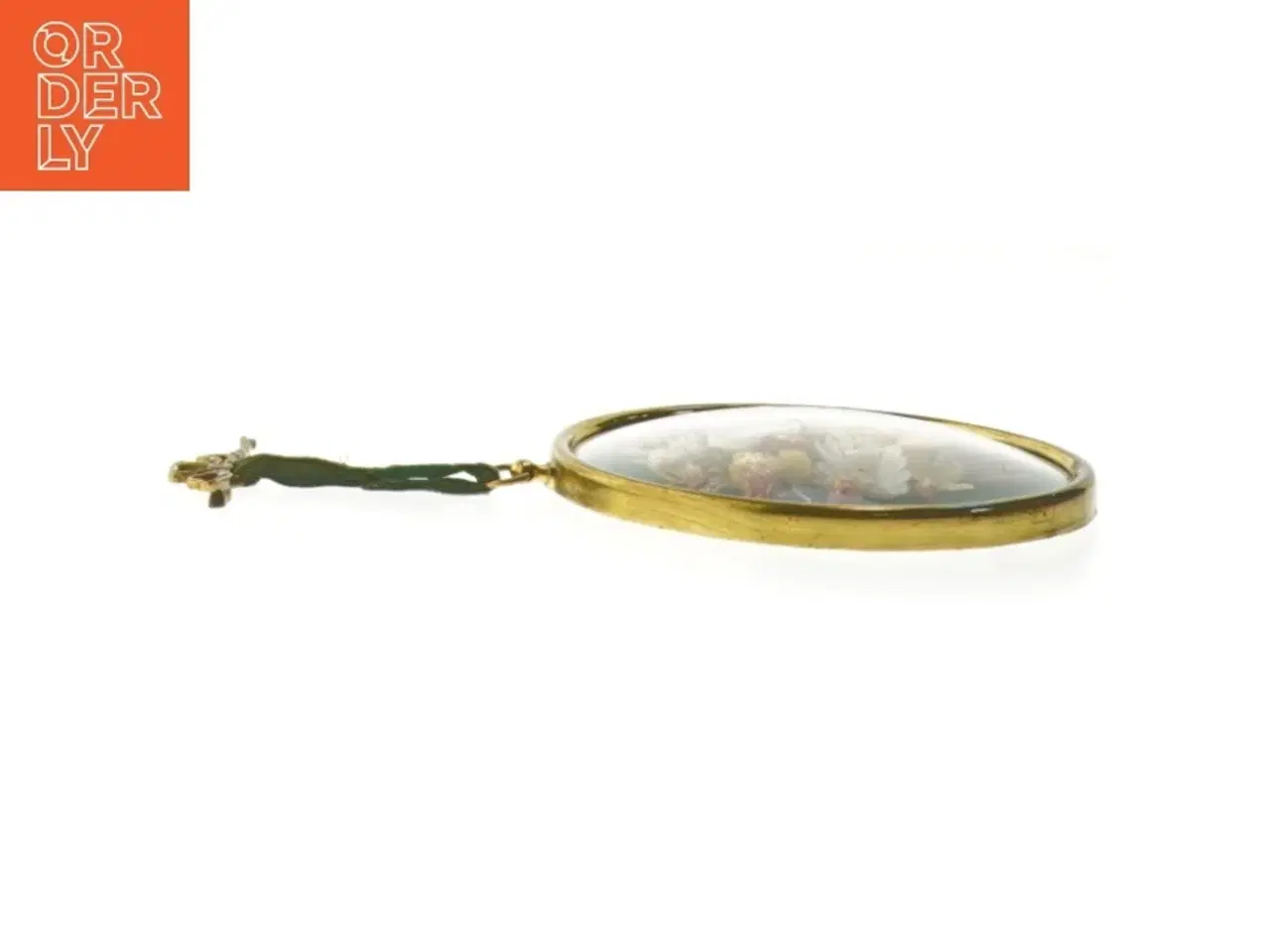 Billede 2 - Rund Messing vægdekoration med blomster (str. Ø 11,5 cm)