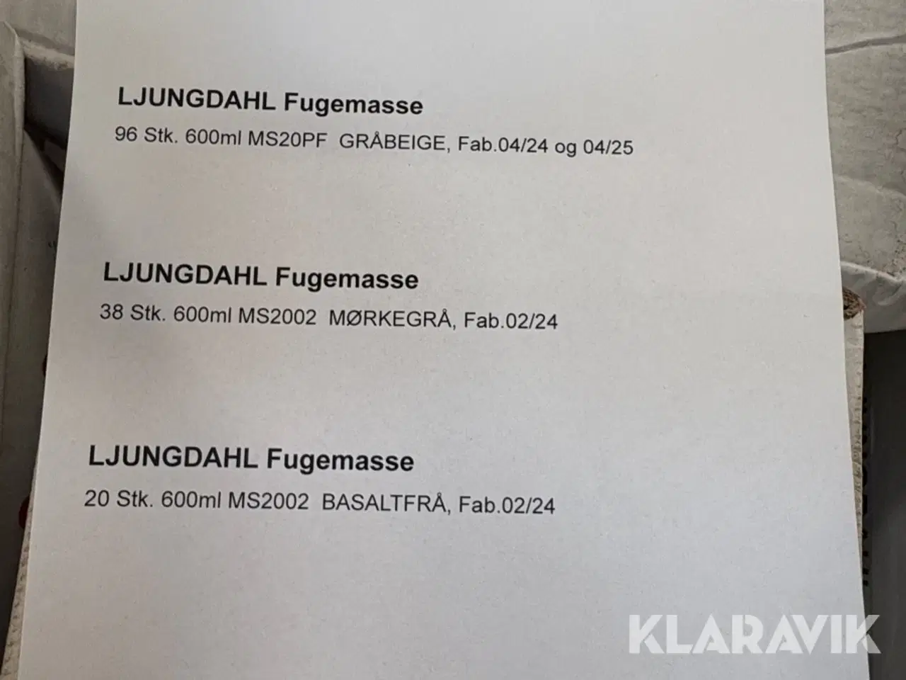 Billede 4 - Fugemasse Ljungdahl MS20PF, MS2002 154 styk