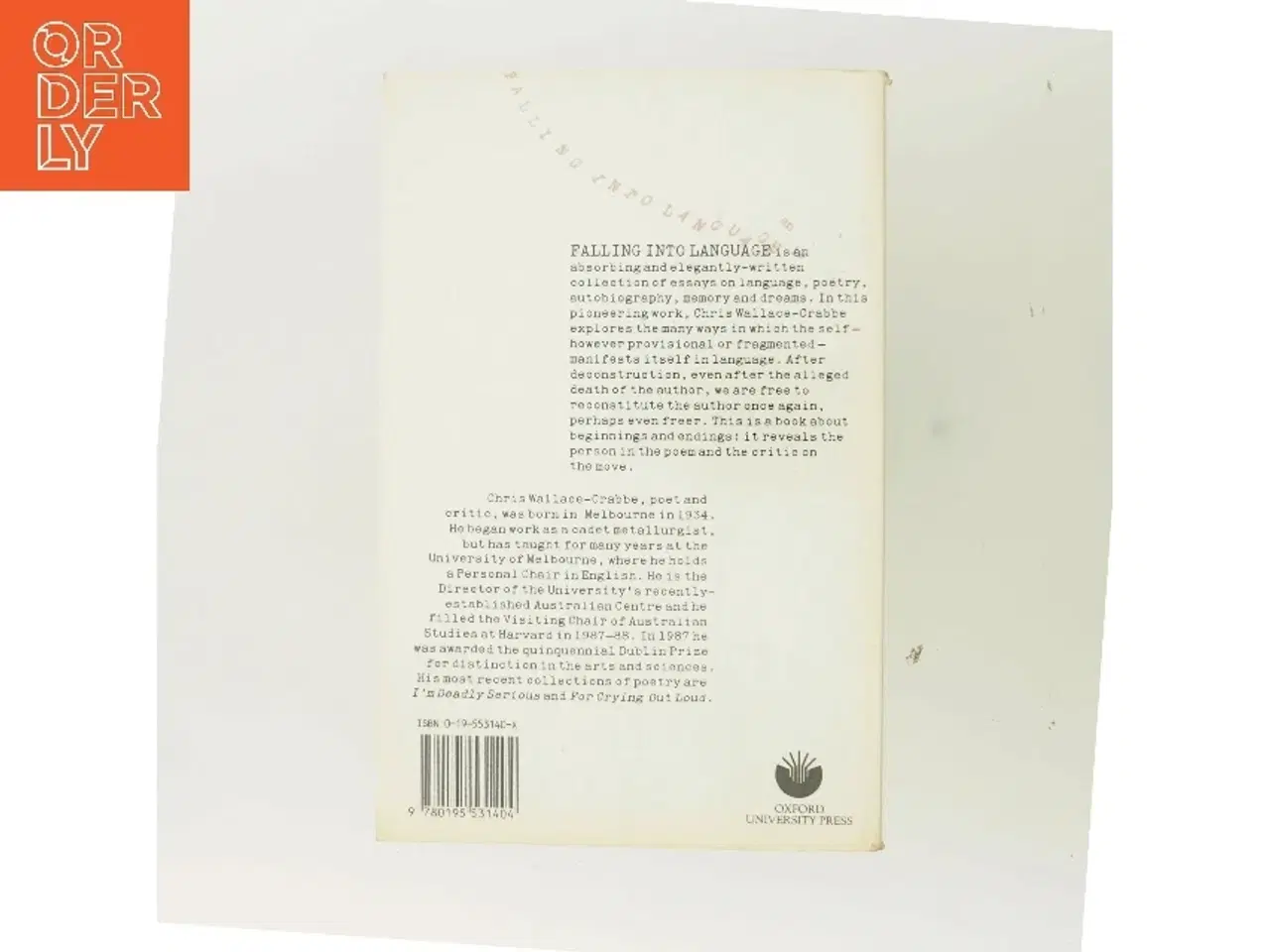 Billede 3 - Falling into language af Chris Wallace-Crabbe (1934) (Bog)