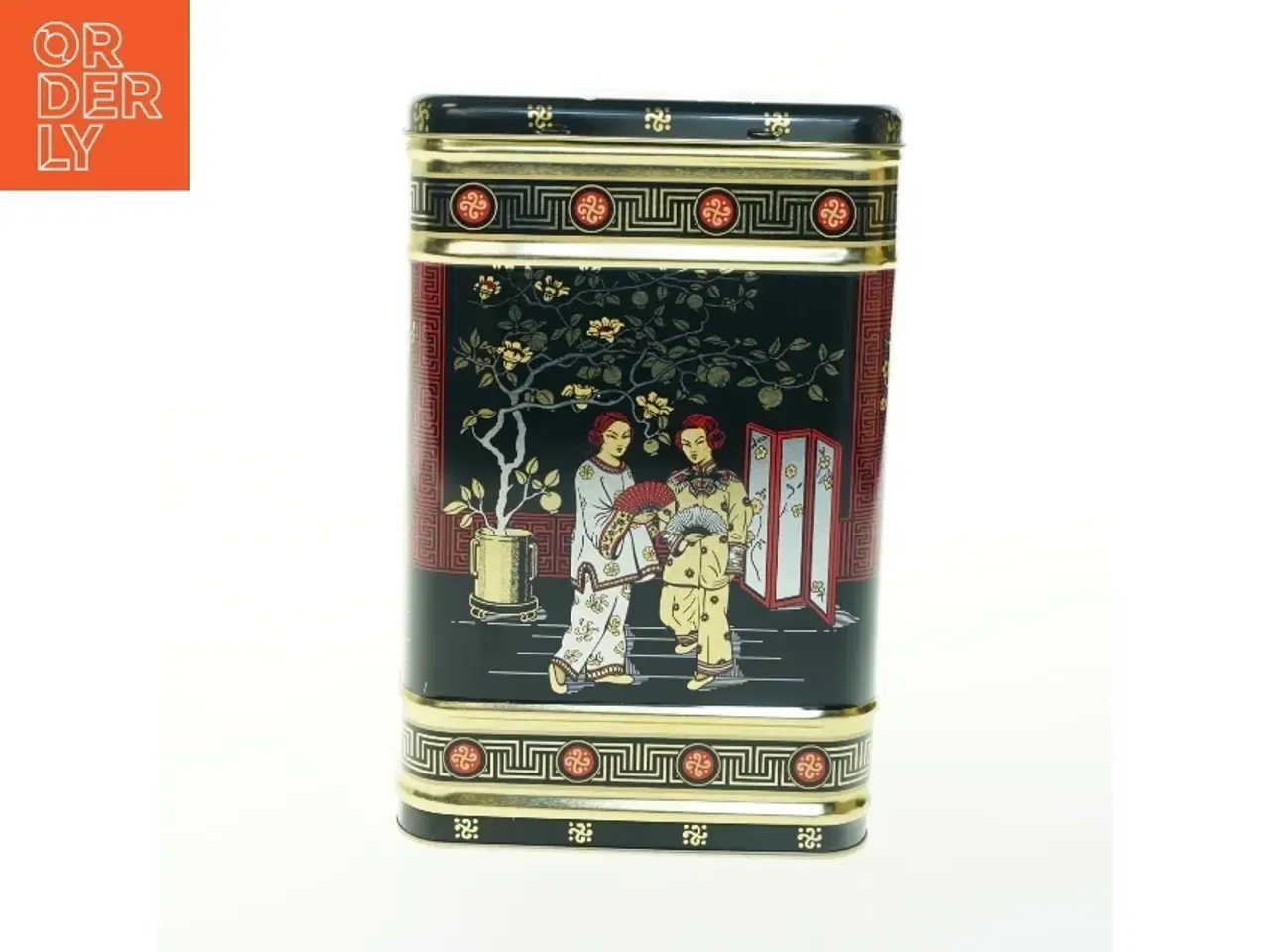 Billede 3 - Dekorativ dåse med asiatiske motiver (str. H. 25,5 cm. 16,5 x 16,5 cm)