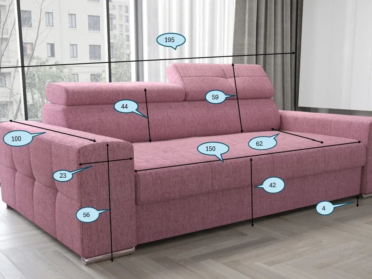 Billede 4 - MARGOT II TO-PERS. SOFA, 195 CM