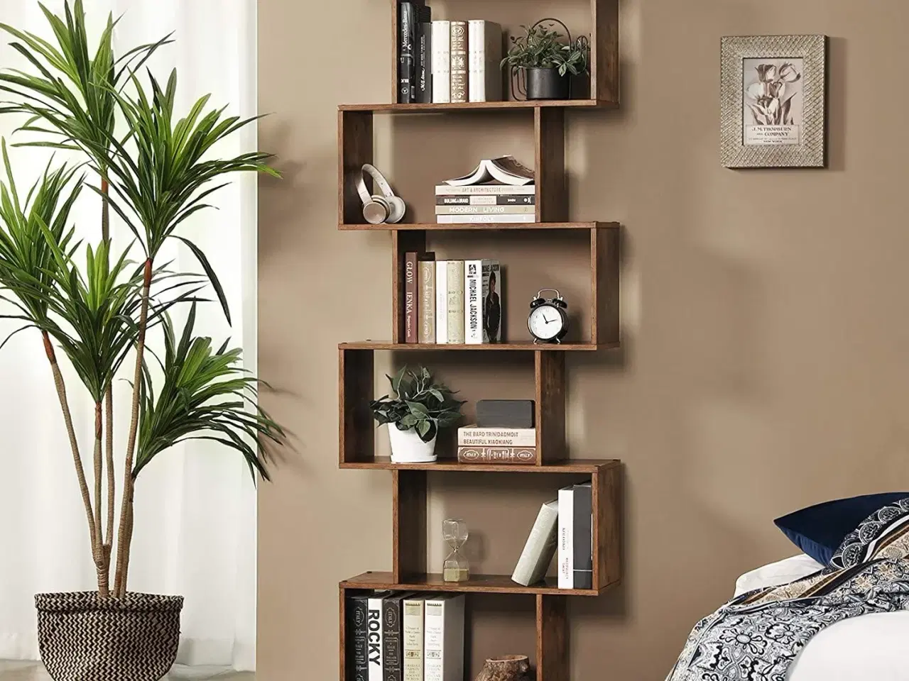 Billede 3 - Bogreol 6 hylder – SONGMICS VASAGLE, fritstående kubereol, rumdeler, rustik brun