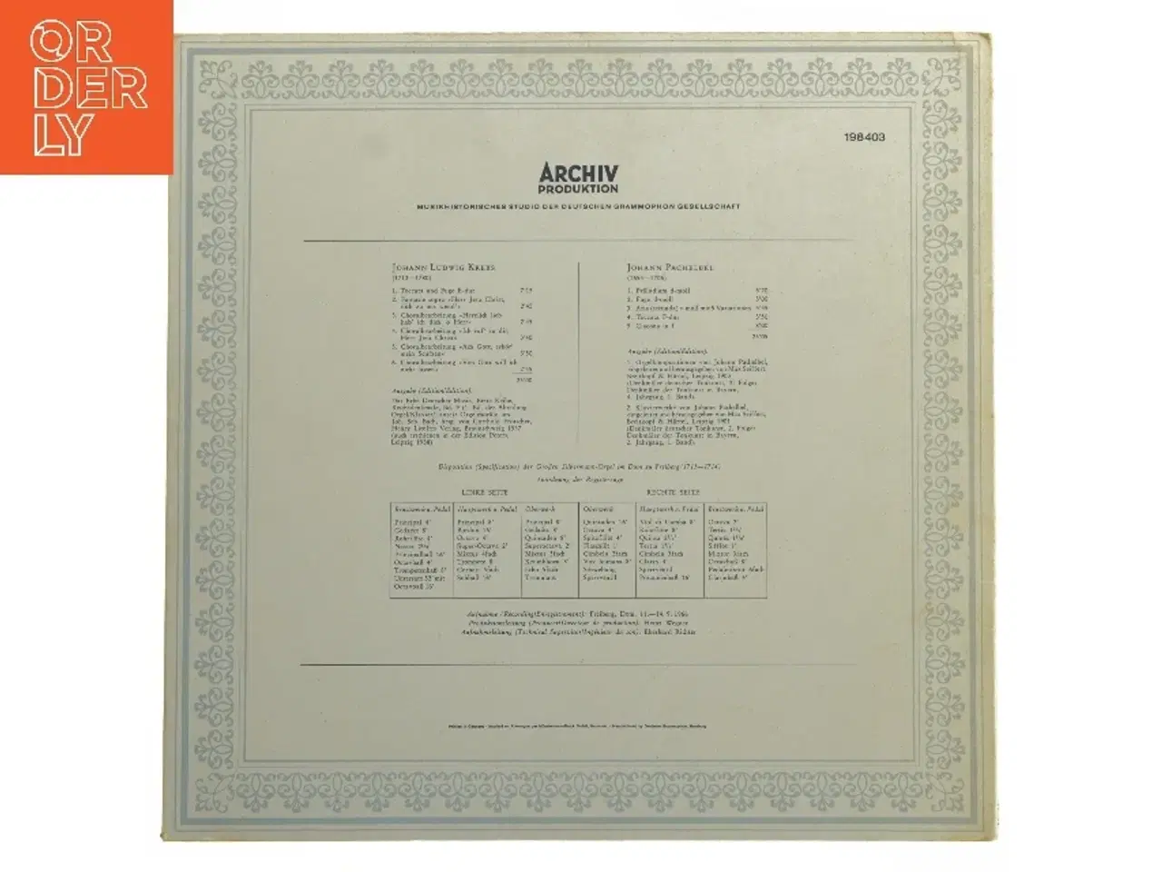Billede 2 - Orgelwerke LP af Kreb og Pachelbel fra Archiv Produktion