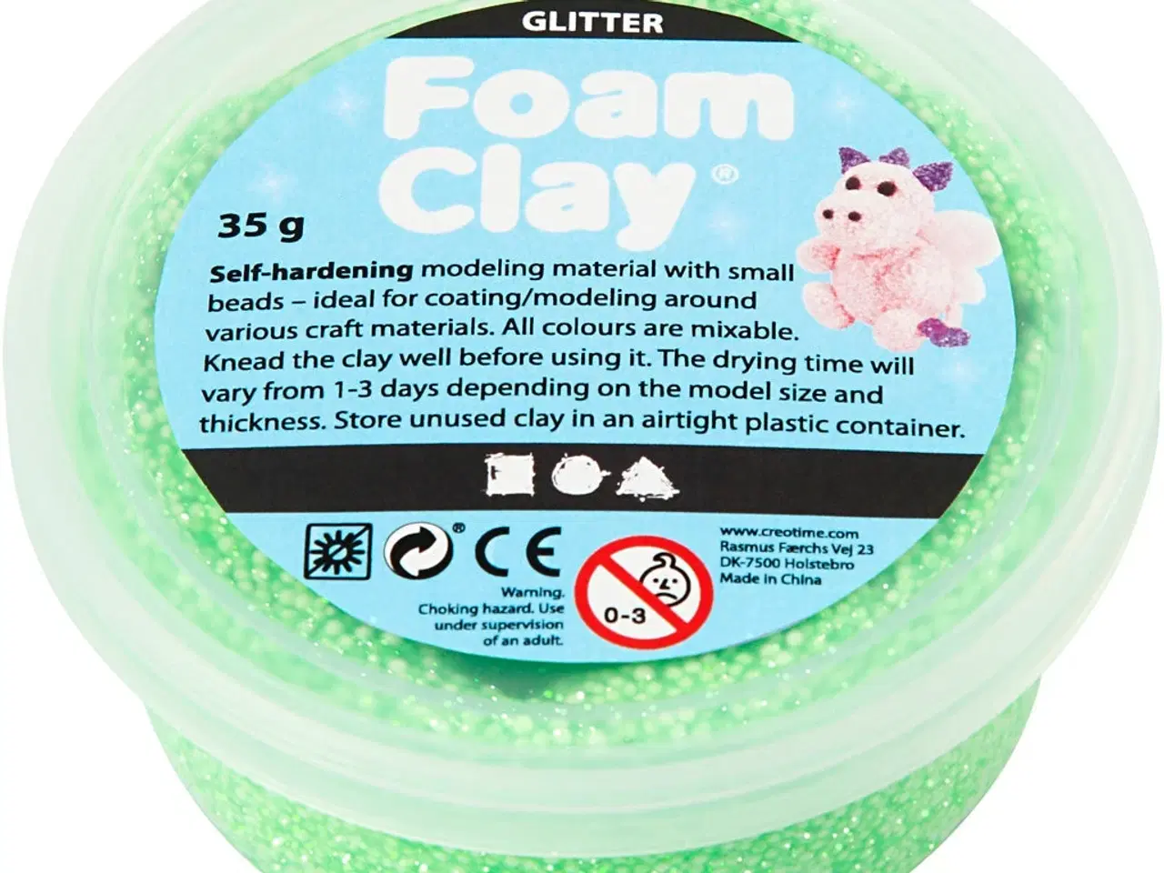 Billede 1 - Foam Clay® Glitter Grøn 35g - Kreativt Modelleringsmateriale