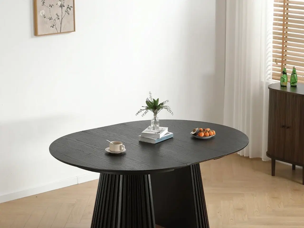 Billede 5 - Lewis - Lamel rundt Spisebord I sort Egefiner med 