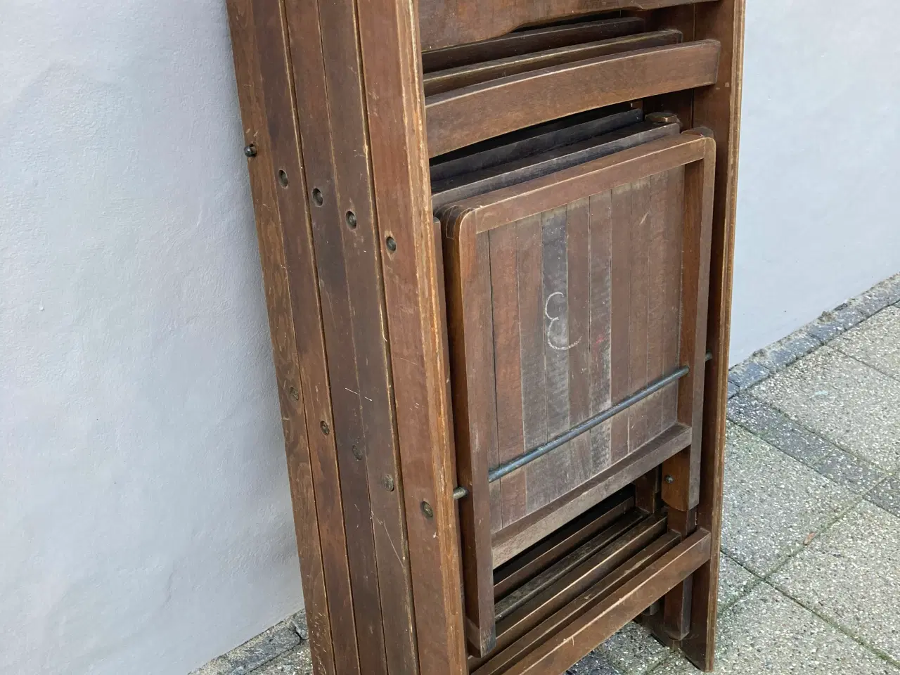 Billede 5 - 5 vintage klapstole i mørkbejset bøg