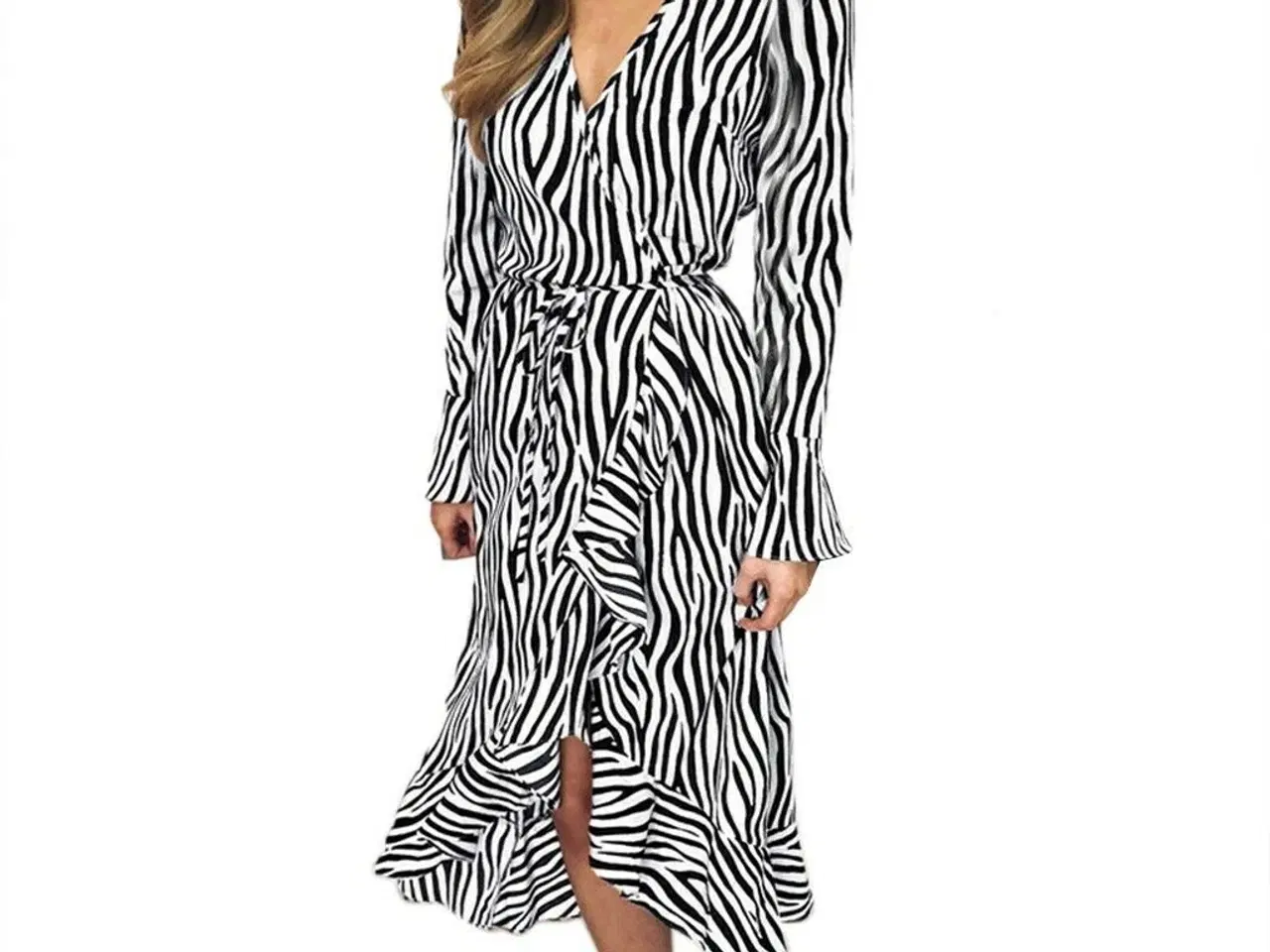 Billede 2 - Skøn Tiger eller zebra stribet kjole(Wrap).
