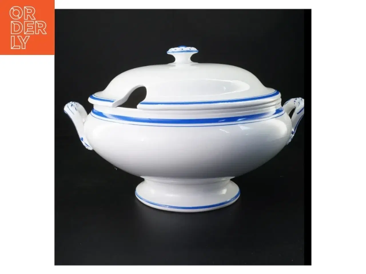 Billede 2 - Hvid og blå porcelænssuppe terrin (str. 29 cm)