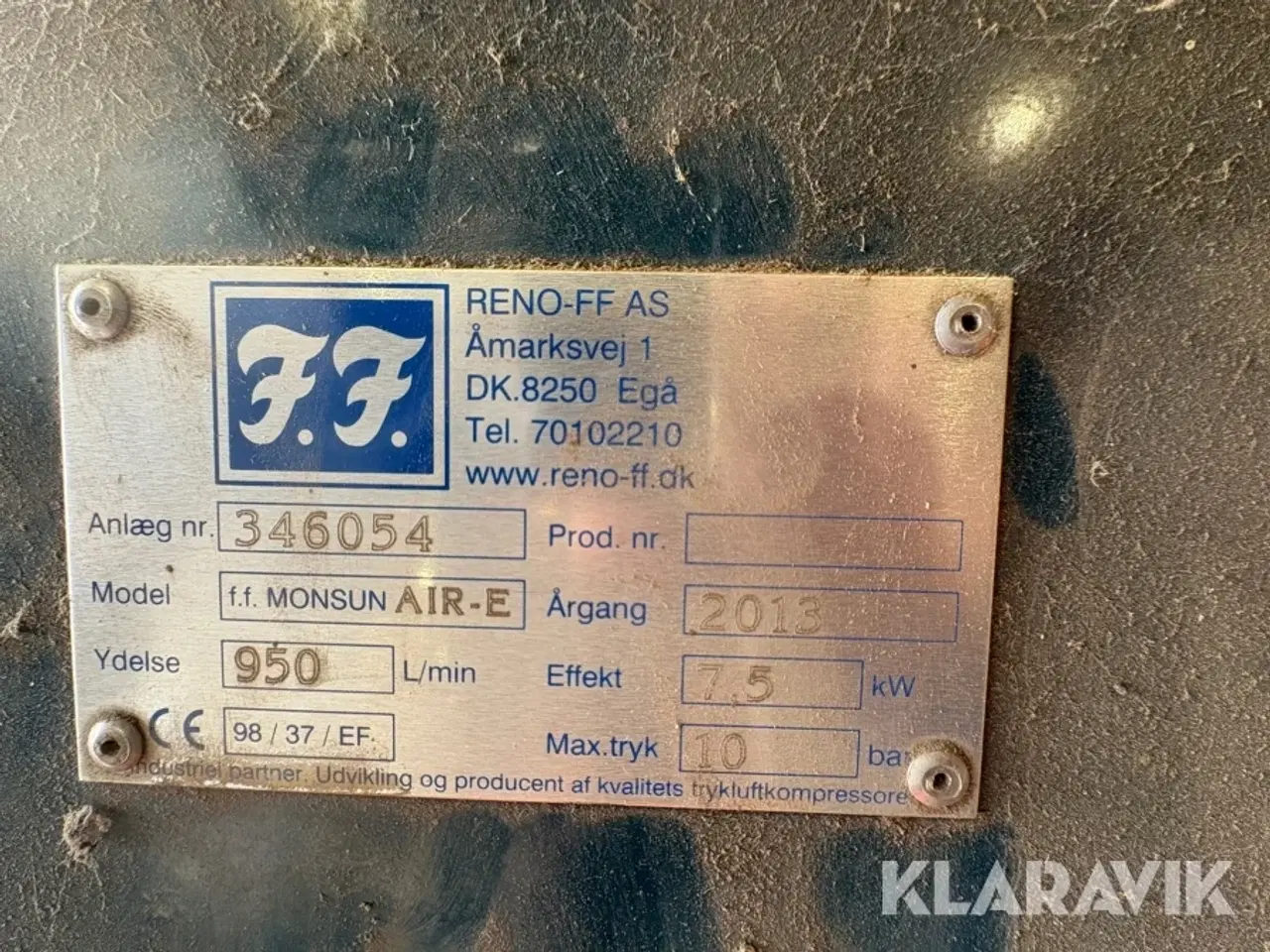 Billede 9 - Skruekompressor Reno F.F Monsun Air-E med lufttørreanlæg