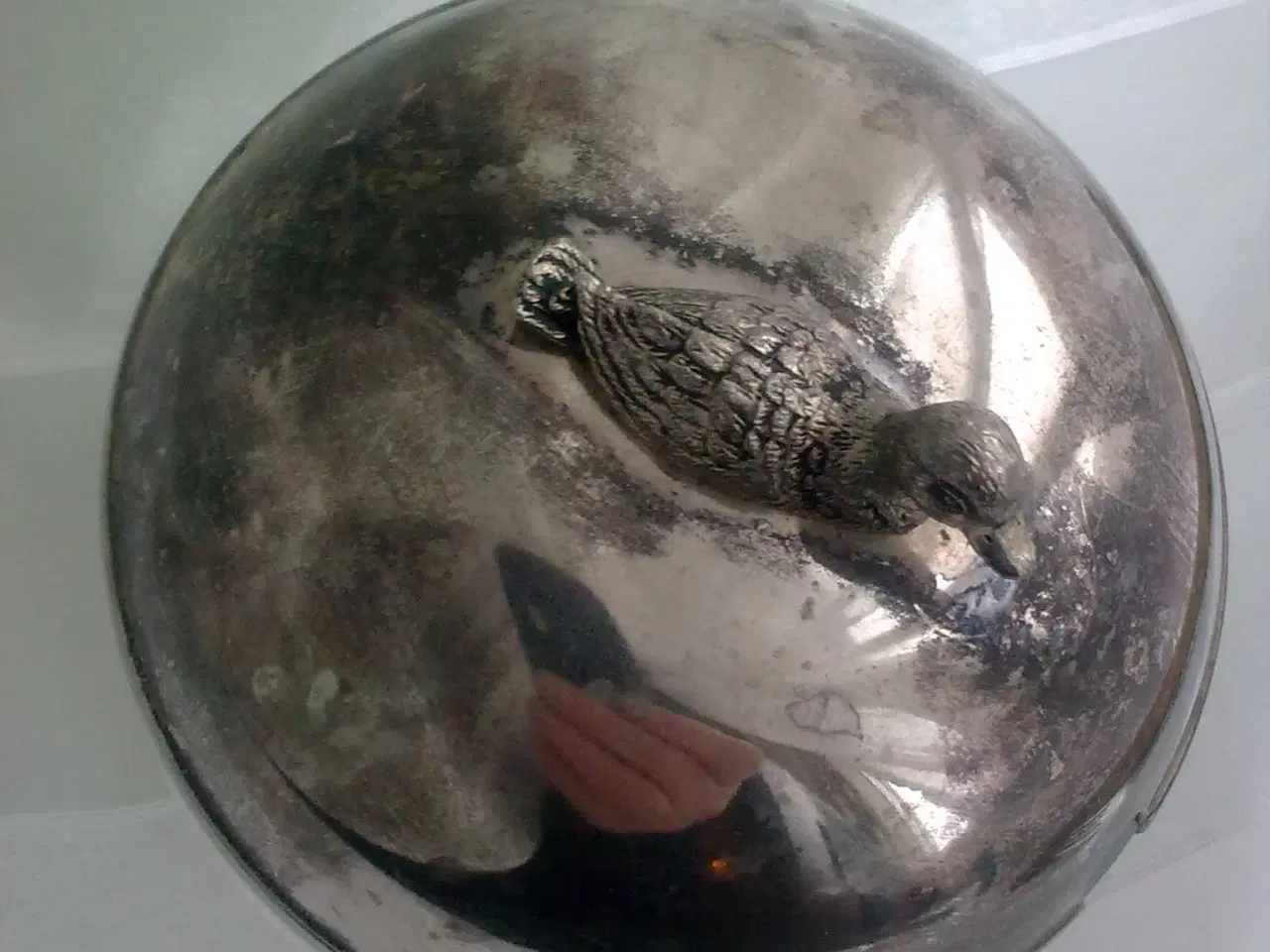 Billede 5 - And rap krystal glas kuglekrukke m sølvlåg