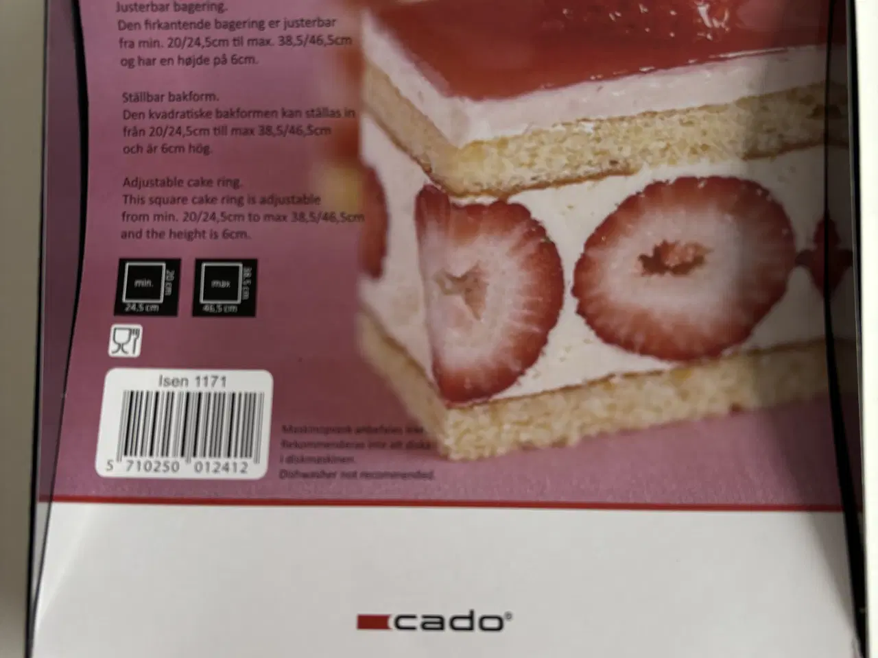 Billede 1 - Cado bagering justerbar firkantet bageform