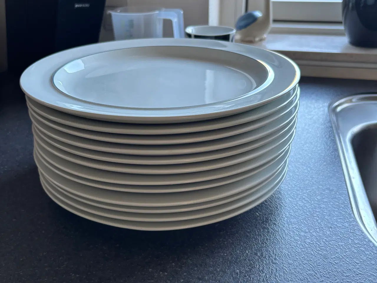 Billede 1 - Blåkant middagstallerkener og frokosttallerkener