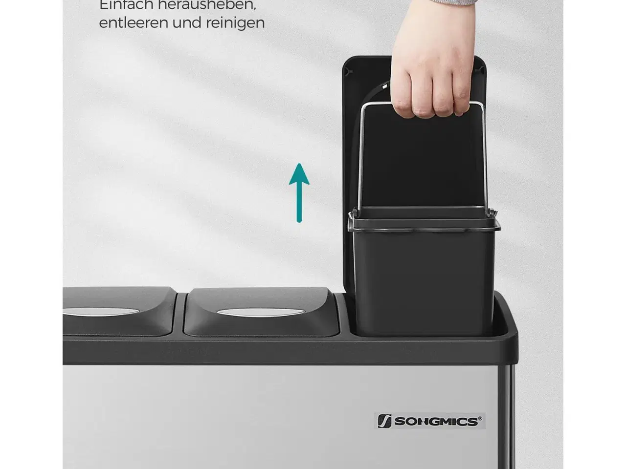 Billede 6 - Skraldespand med pedal 3-i-1 24 l, stål, sølv