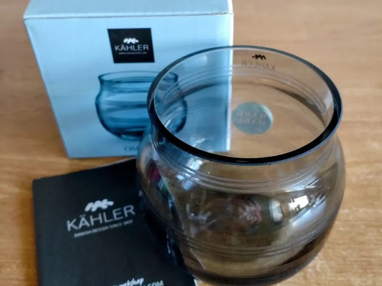 Billede 2 - Kähler Omaggio fyrfadsstage, stålblå, - mundblæst 