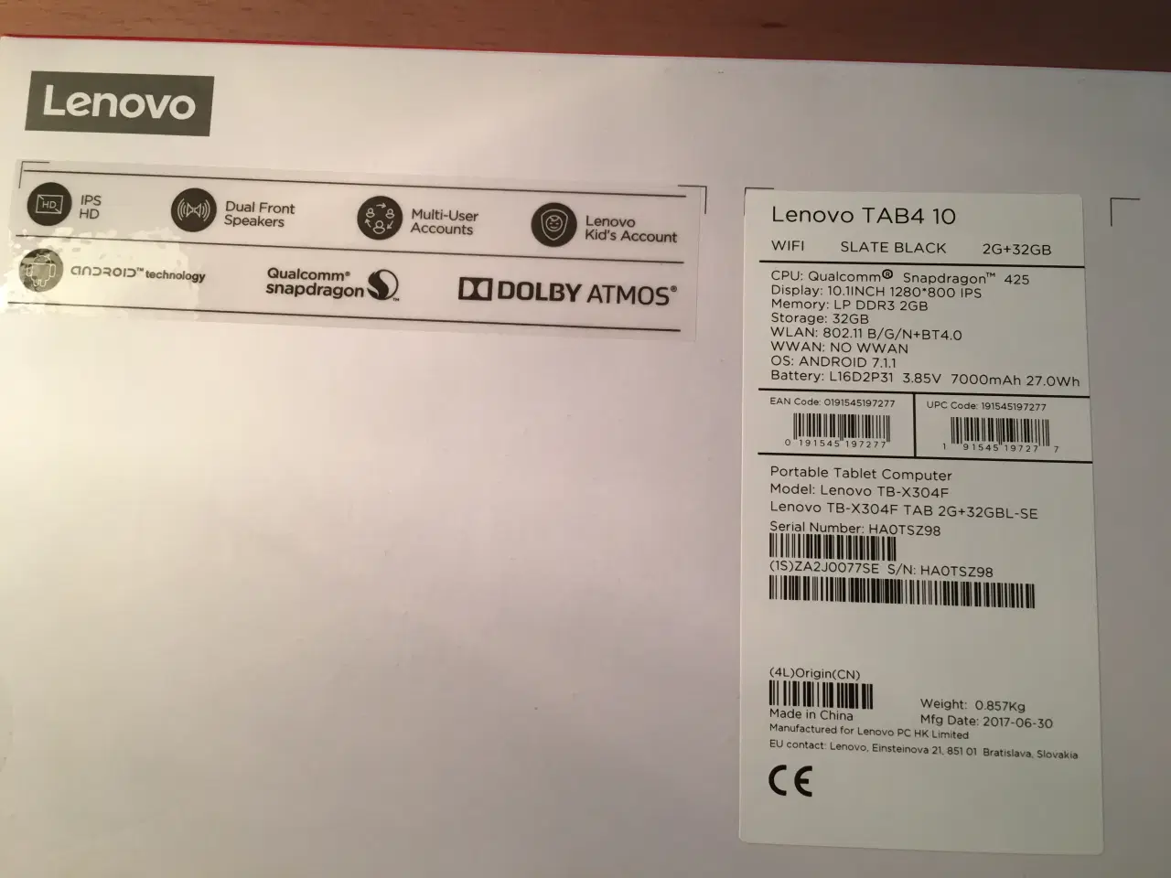 Billede 2 - Lenovo Tab4 10 (TB-X304F) 32GB