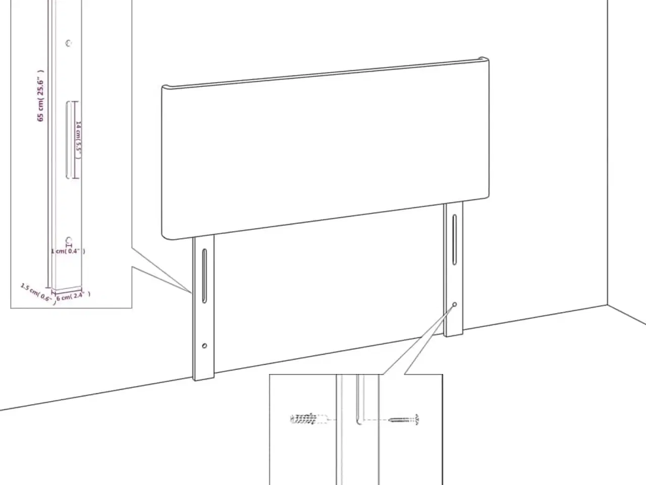 Billede 5 - Sengegavl 90x5x78/88 cm stof mørkegrå