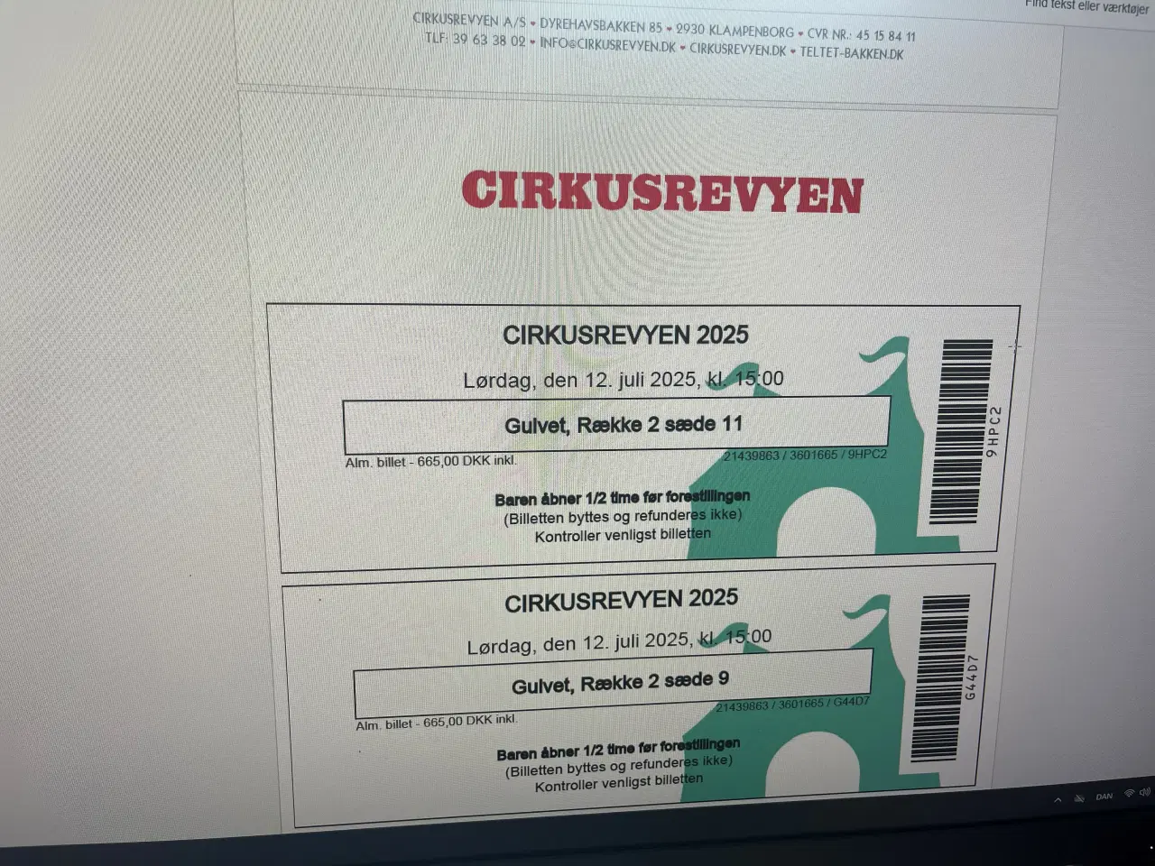 Billede 1 - Billetter Cirkus Revy
