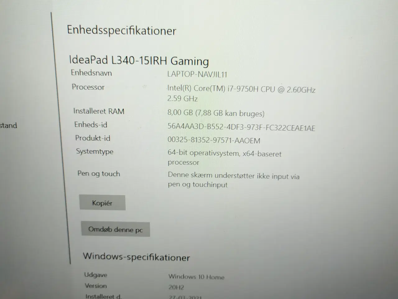 Billede 5 - Gaming Laptop I7-9750H GTX1650