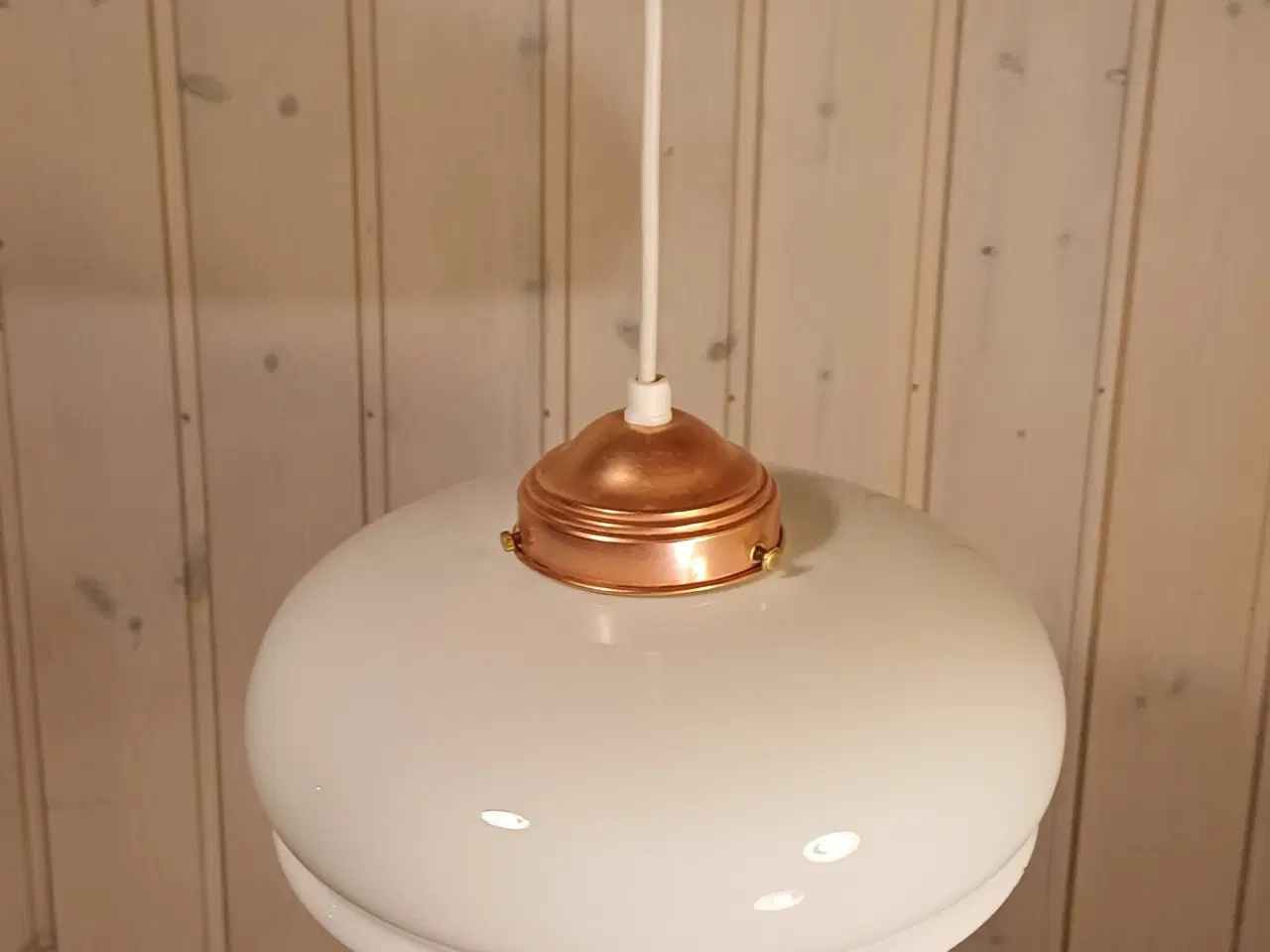 Billede 4 - Vintage/Retro loftlampe med glasskærm og messingop