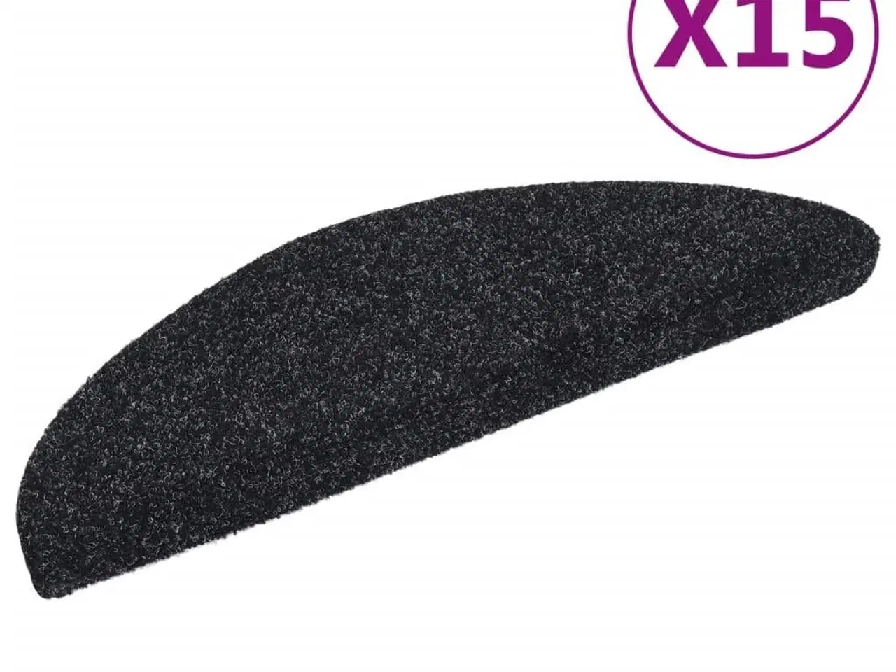 Billede 2 - Trappemåtter selvklæbende 15 stk. 56x17x3 cm sorte halvrunde