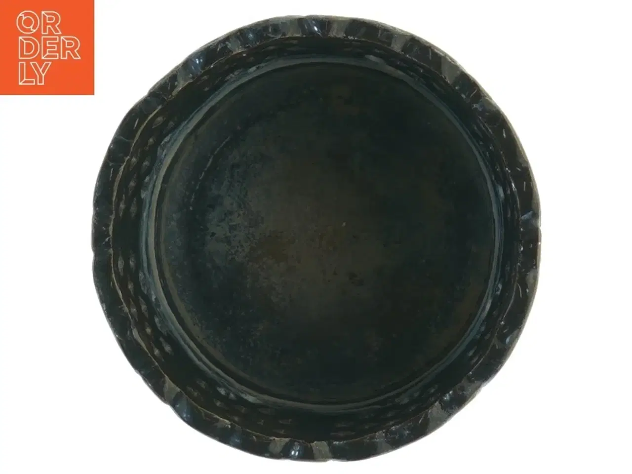 Billede 2 - Sort keramikkrukke med udskåret blonde (str. Diameter 12,5 cm h 11 cm)