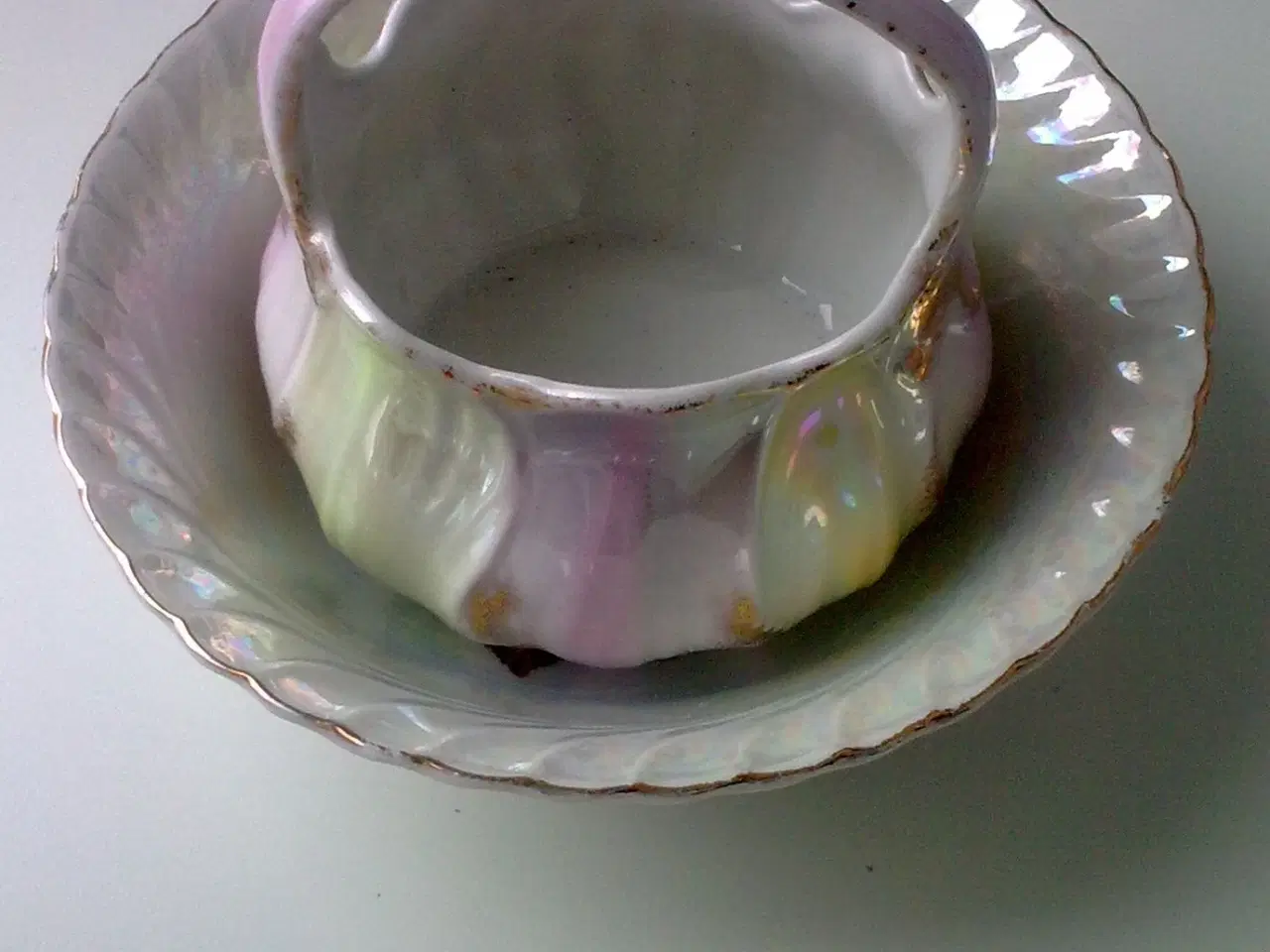 Billede 7 - Perlemor pink gul kurv m guld el rose skål SOLO