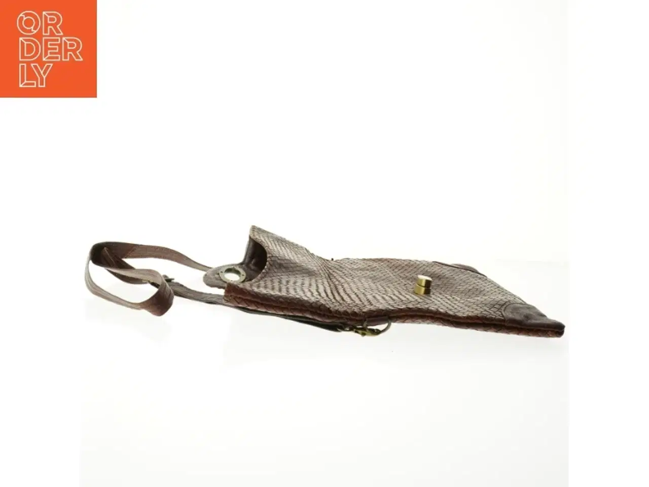 Billede 4 - Brun skind skuldertaske (str. 33 x 20 cm)