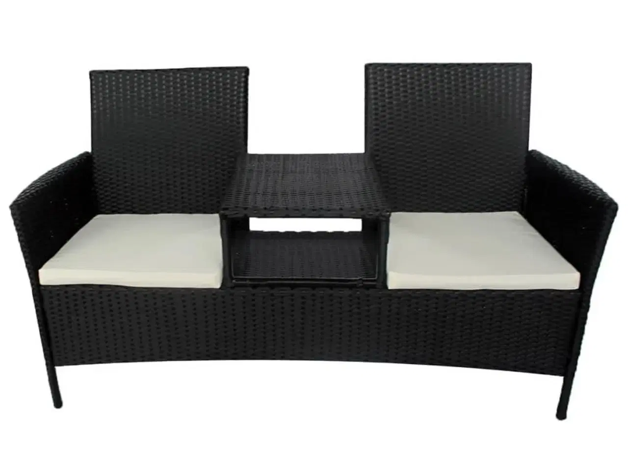 Billede 2 - 2-personers havebænk med bord polyrattan sort