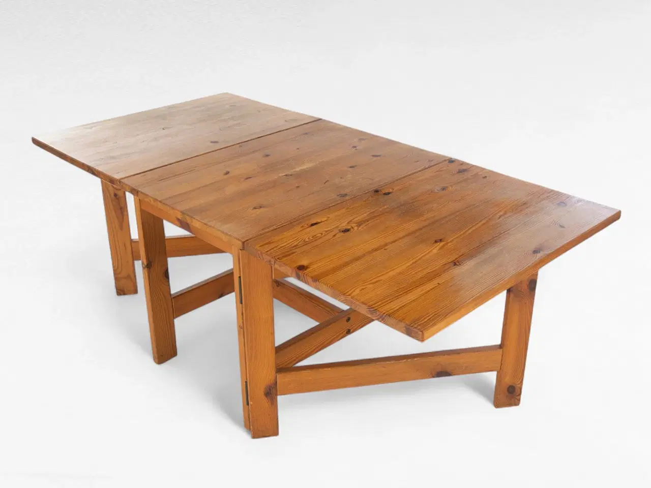 Billede 2 - Vintage slagbord/klapbord i fyrretræ med 4 stole