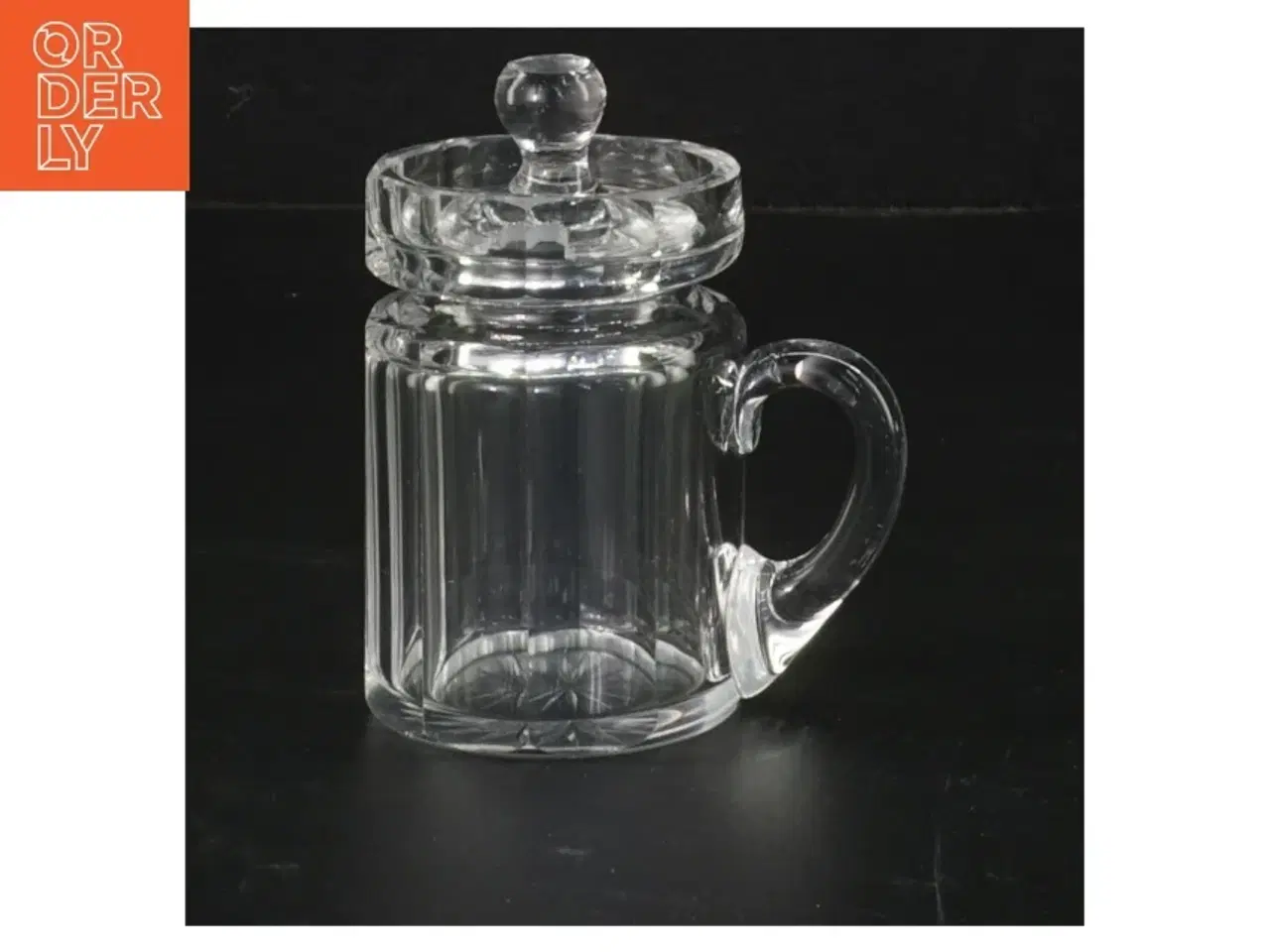 Billede 1 - Retro Glas sennepskrukke  med låg (str. 8 cm)