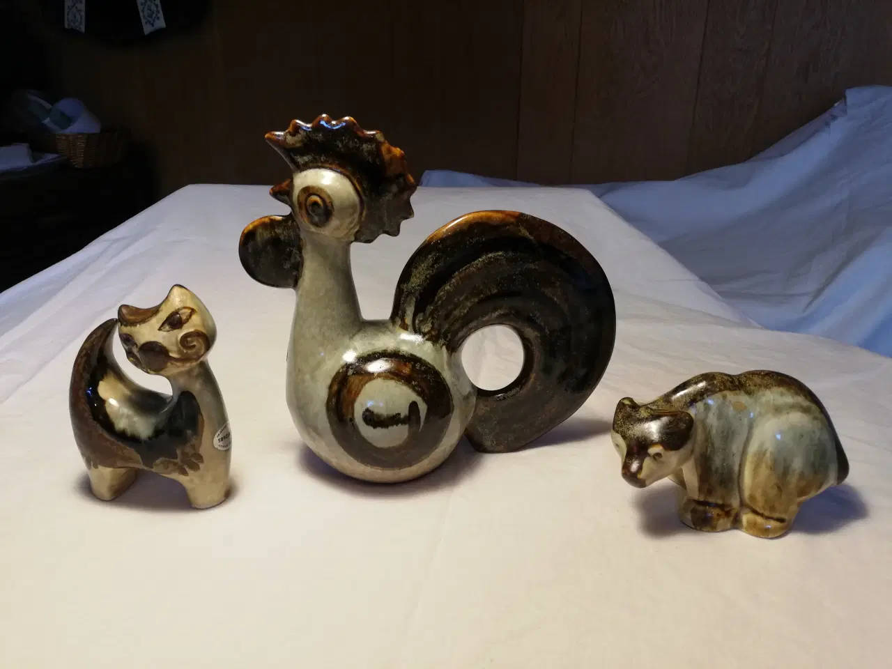 Billede 1 - Søholm keramik figurer kat, hane og bjørn