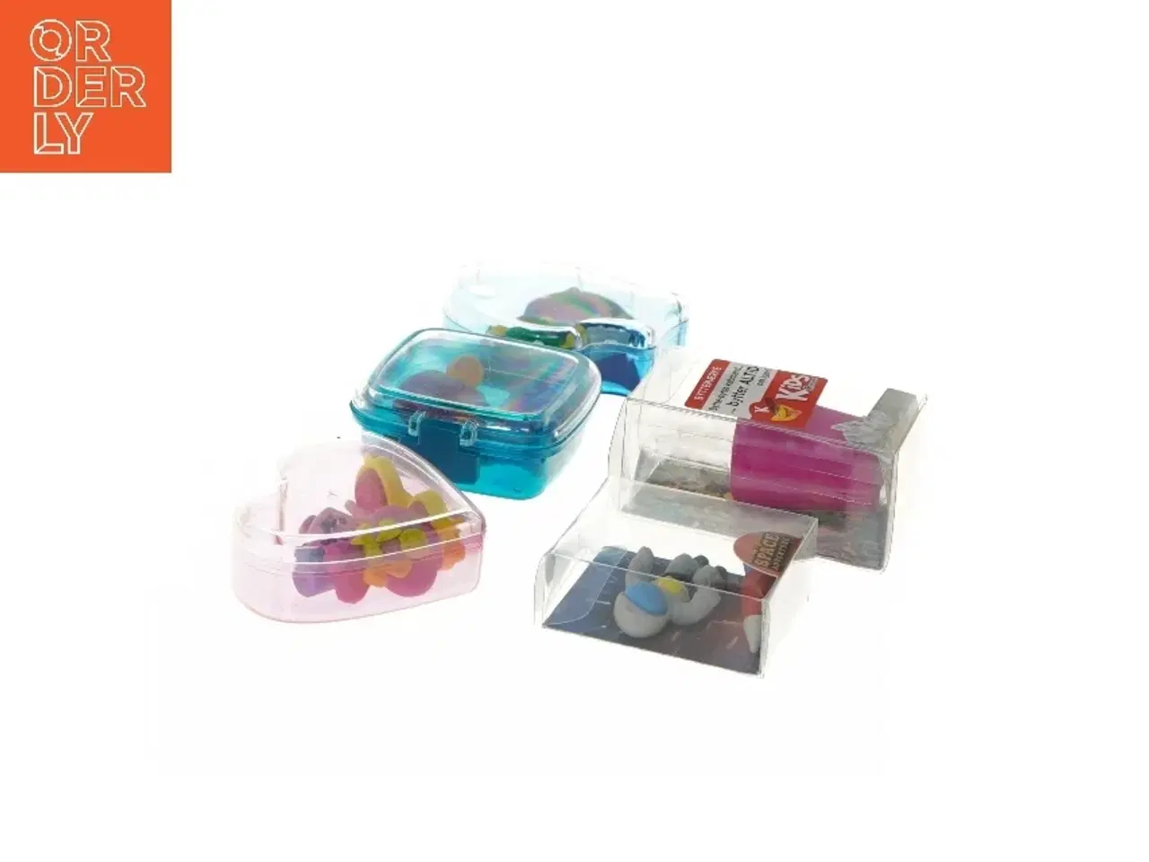 Billede 1 - 5 x sjove viskelædersamleræsker – astronaut, dyr, pistol m.m.